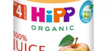 Oд пазарот повлекува небезбедна серија од органски БИО сок од јаболко од брендот ХИПП